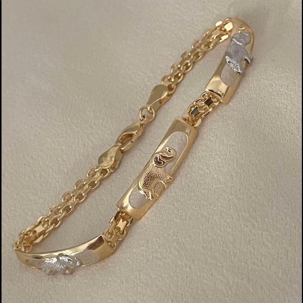 18k Gold Filled Elephant Filigree Bracelet 7.5" 🐘✨